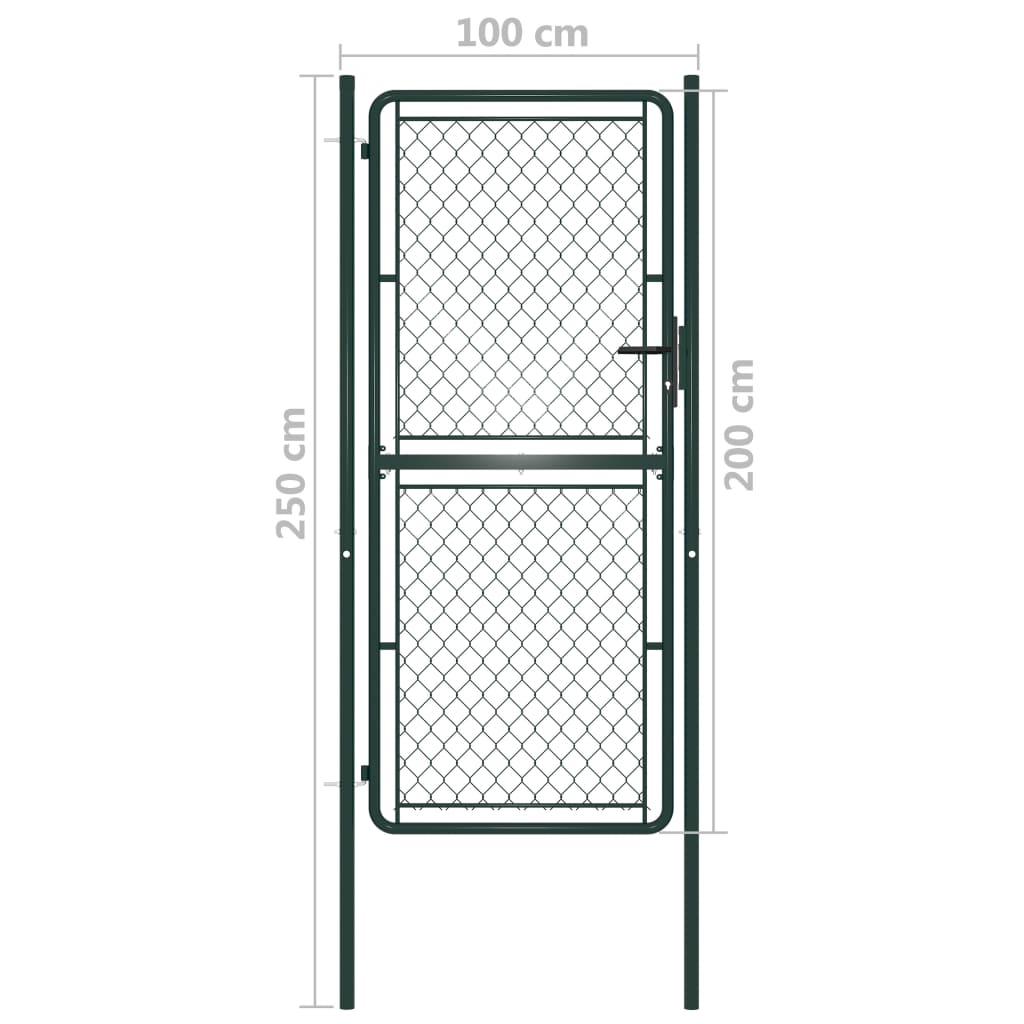 Cancello per Giardino in Acciaio 100x200 cm Verde 144407