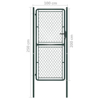 Cancello per Giardino in Acciaio 100x200 cm Verde 144407