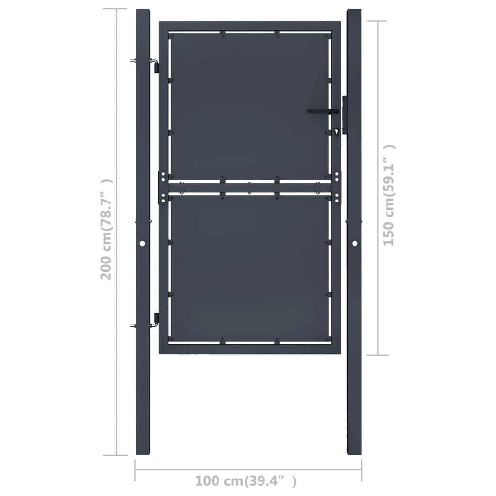 Cancello per Giardino in Acciaio 100x150 cm Antracite 144520
