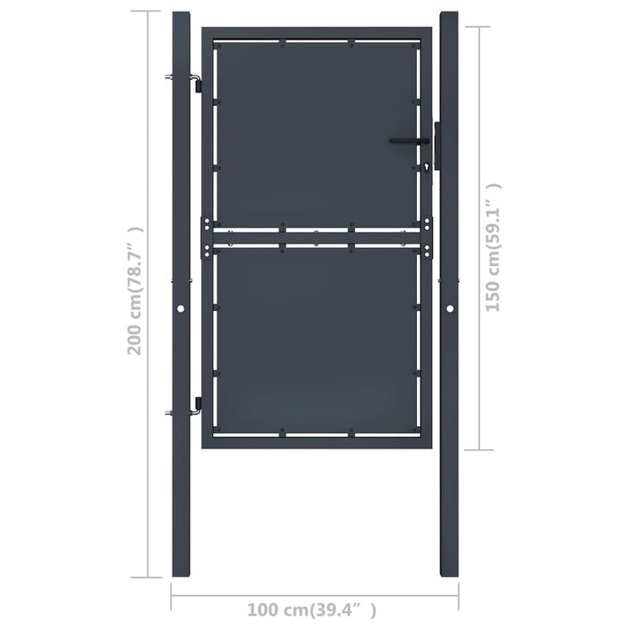 Cancello per Giardino in Acciaio 100x150 cm Antracite 144520