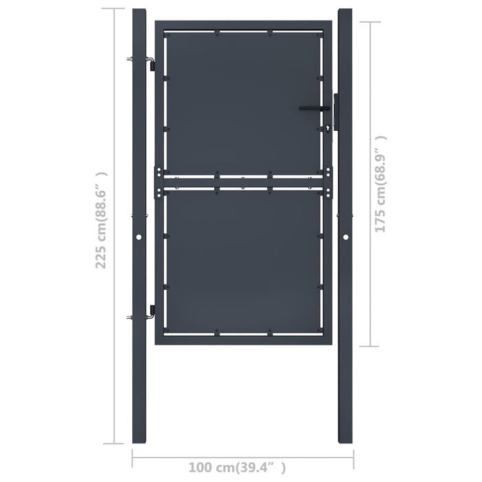 Cancello per Giardino in Acciaio 100x175cm Antracite 144521