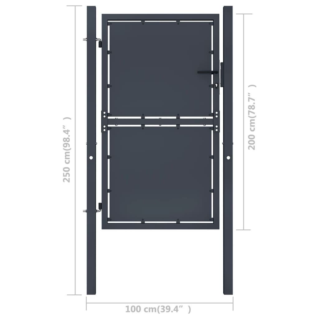 Cancello per Giardino in Acciaio 100x200 cm Antracite 144522