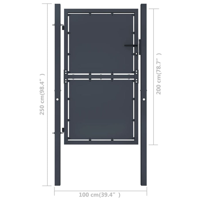 Cancello per Giardino in Acciaio 100x200 cm Antracite 144522