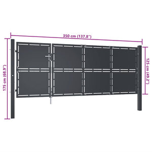 Cancello per Giardino in Acciaio 350x125 cm Antracite