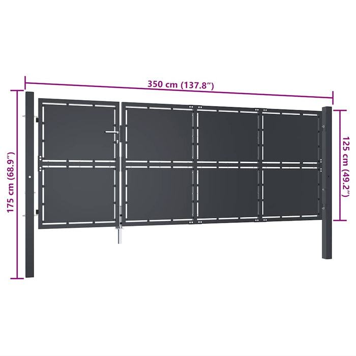 Cancello per Giardino in Acciaio 350x125 cm Antracite