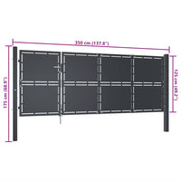 Cancello per Giardino in Acciaio 350x125 cm Antracite 144537