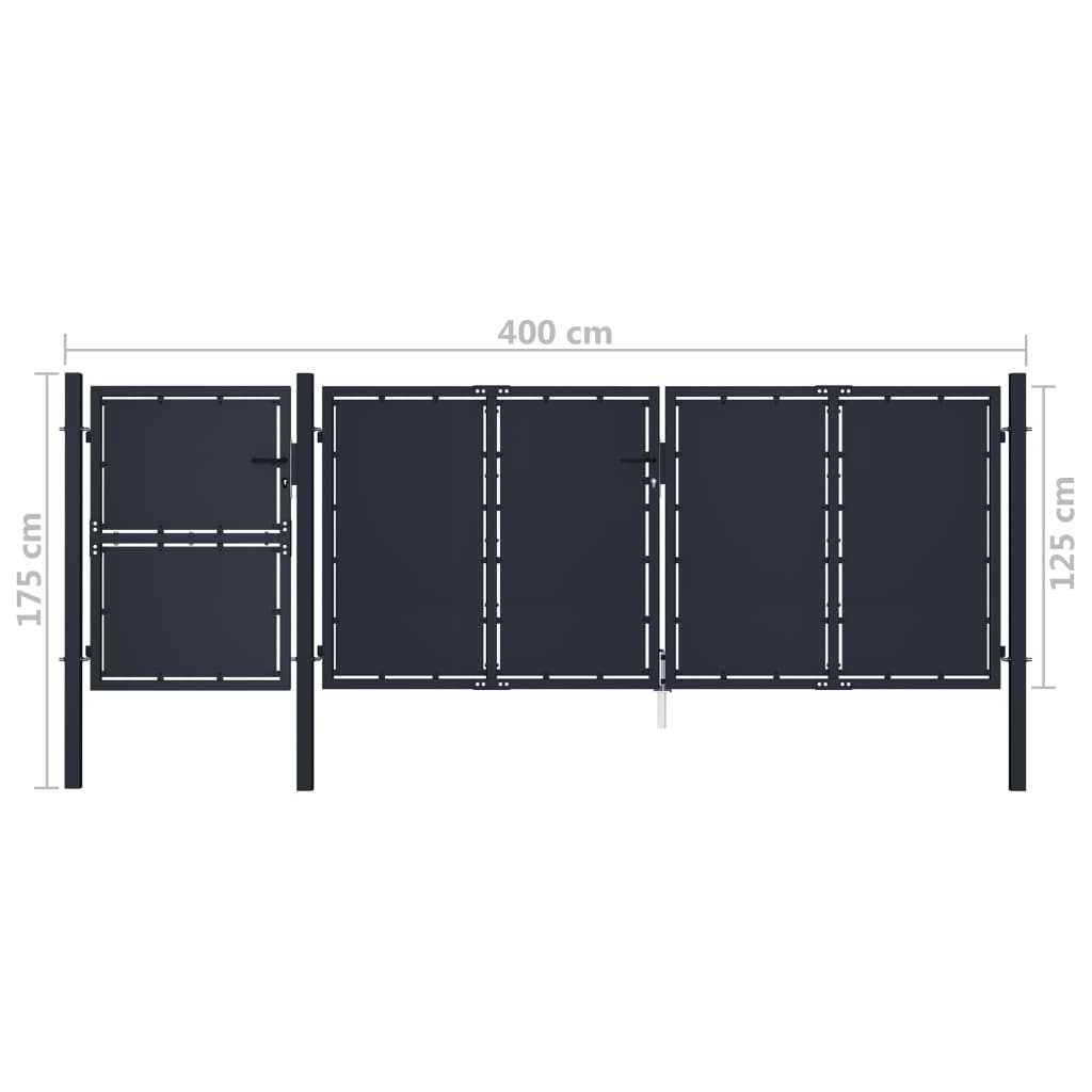 Cancello per Giardino in Metallo 4x1,75 m Antracite 144549