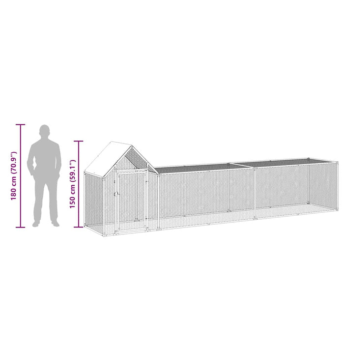 Pollaio 5x1x1,5 m in Acciaio Zincato 144555