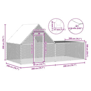Pollaio 4x2x2 m in Acciaio Zincato 144556