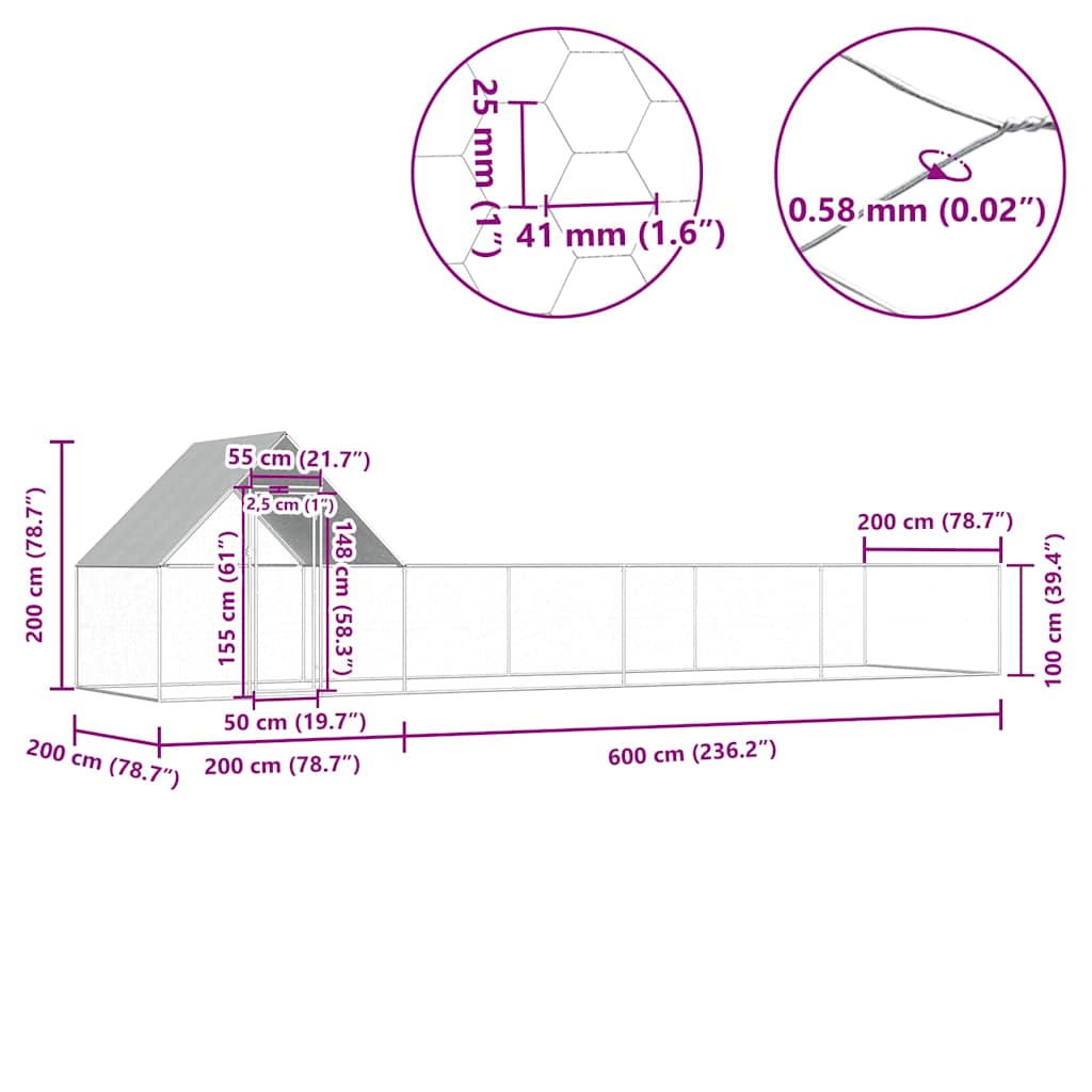 Pollaio 8x2x2 m in Acciaio Zincato cod mxl 43249