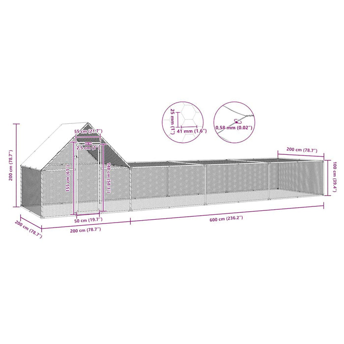 Pollaio 8x2x2 m in Acciaio Zincato 144558