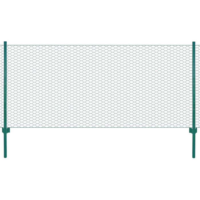 Rete per Recinzione con Pali in Acciaio 25x0,5 m Verde cod mxl 59133