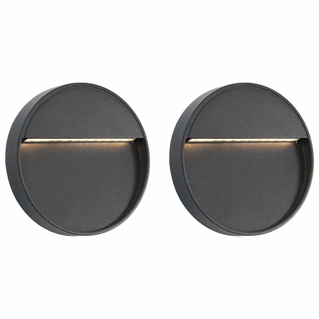 Lampade da Parete da Esterno a LED 2 pz 3 W Nere Rotonde cod mxl 60705