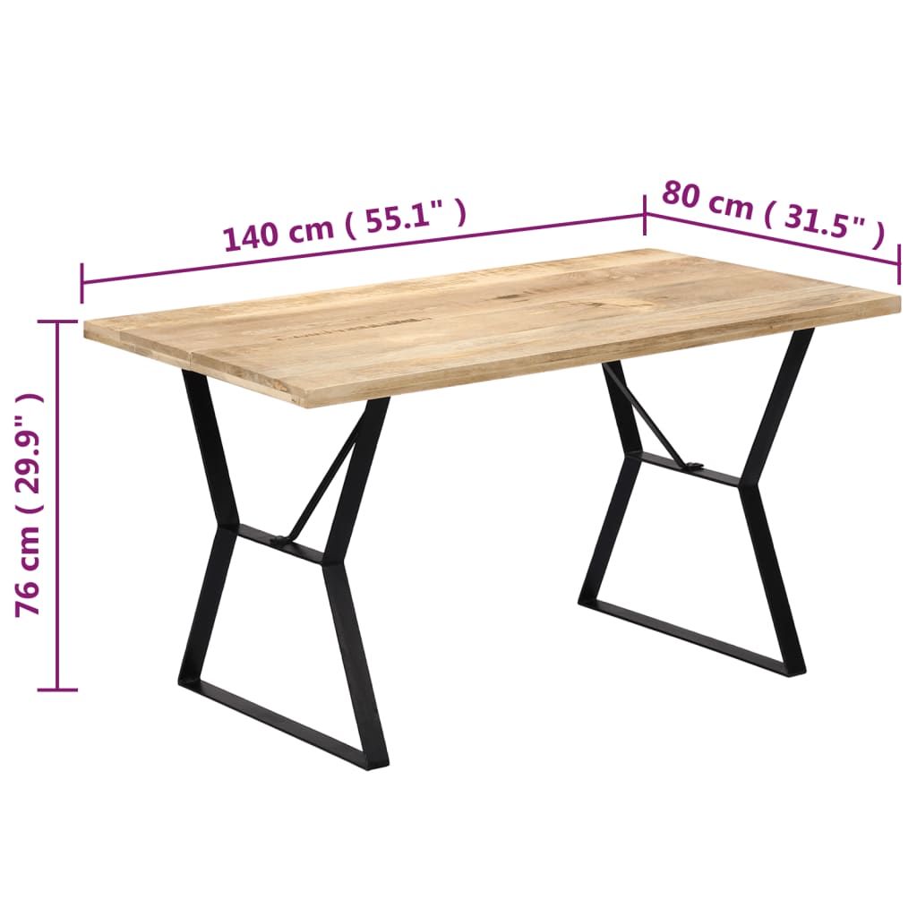 Tavolo da Pranzo 140x80x76 cm in Legno Massello di Mango 247947