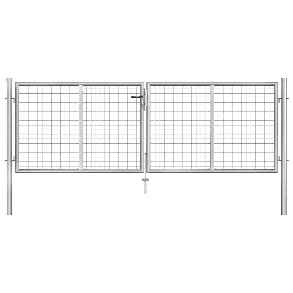 Cancello per Giardino in Acciaio Zincato 306x125 cm Argento cod mxl 70913