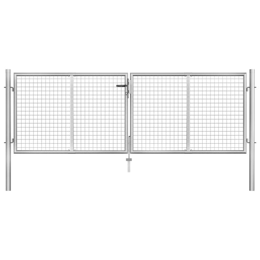 Cancello per Giardino in Acciaio Zincato 306x125 cm Argento cod mxl 70913