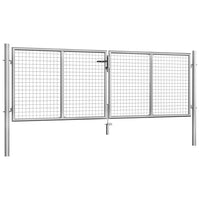 Cancello da giardino in acciaio zincato 306x75 cm argento 144761