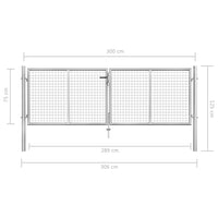 Cancello per Giardino in Acciaio Zincato 306x125 cm Argento cod mxl 70913