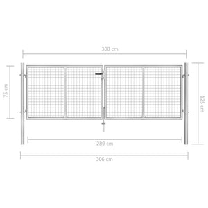 Cancello per Giardino in Acciaio Zincato 306x125 cm Argento cod mxl 70913