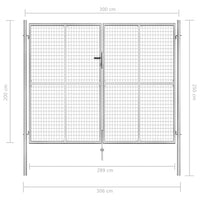 Cancello da giardino in acciaio zincato 306x200 cm argento 144766