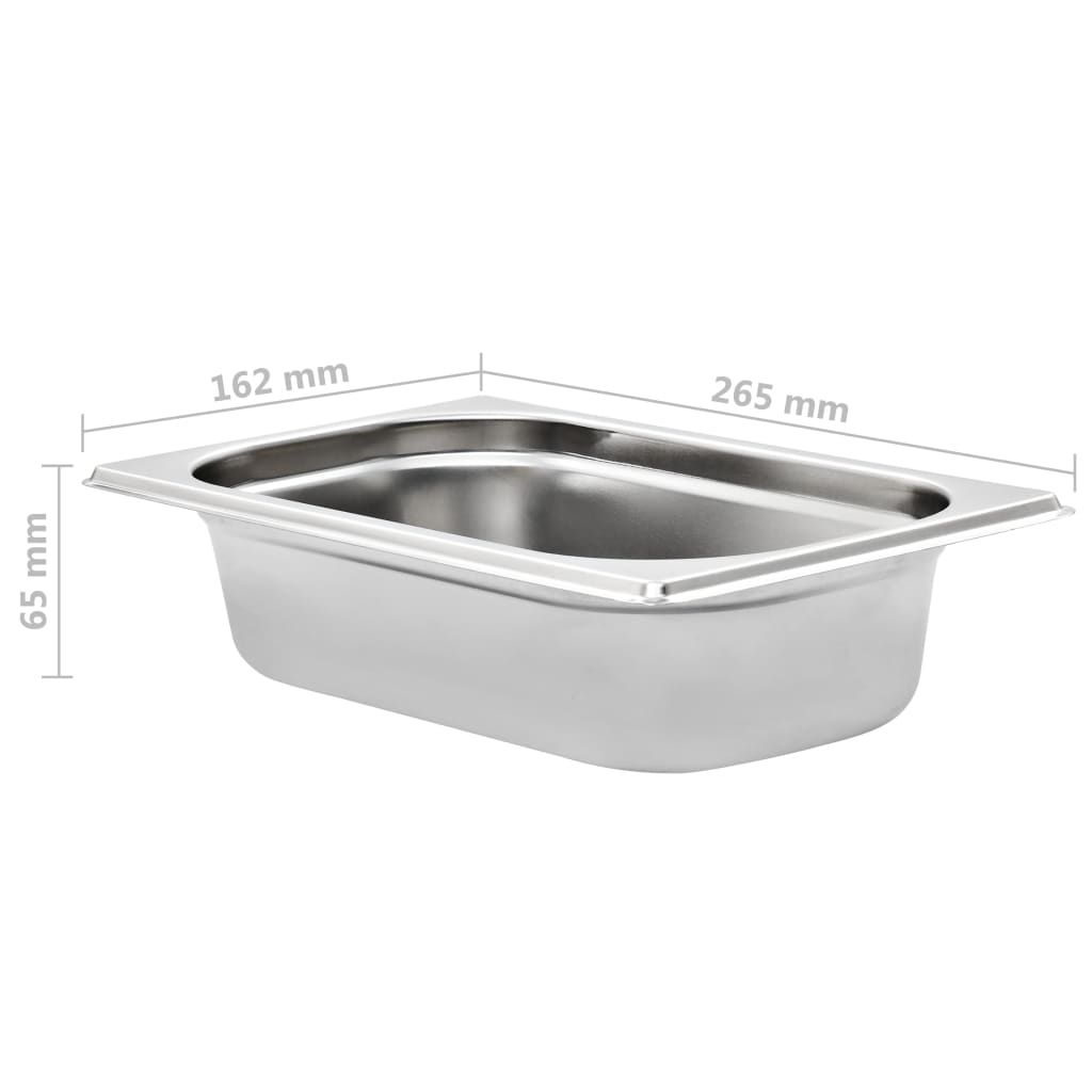 Contenitori Gastronorm 8 pz GN 1/4 65 mm in Acciaio Inox 50901