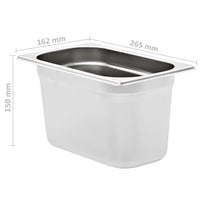 Contenitori Gastronorm 4 pz GN 1/4 150 mm in Acciaio Inox 50903