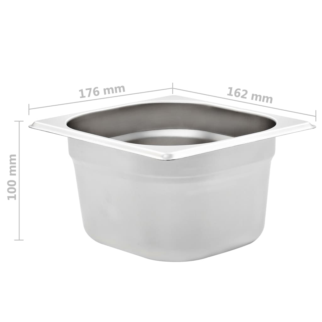 Contenitori Gastronorm 12 pz GN 1/6 100 mm in Acciaio Inox 50907