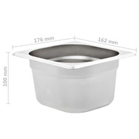 Contenitori Gastronorm 12 pz GN 1/6 100 mm in Acciaio Inox  cod mxl 78002
