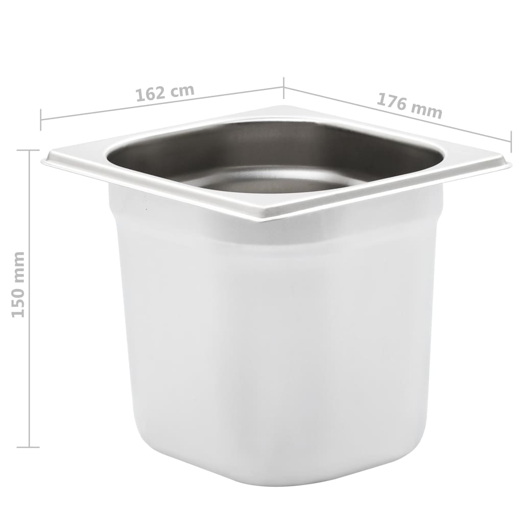 vidaXL Contenitori Gastronorm 8 pz GN 1/6 150 mm in Acciaio Inox