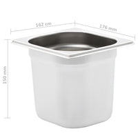 vidaXL Contenitori Gastronorm 8 pz GN 1/6 150 mm in Acciaio Inox