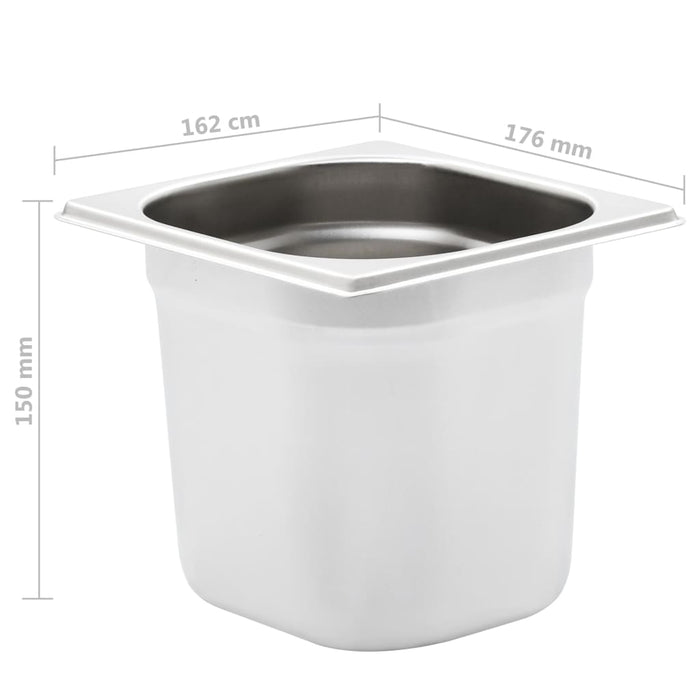 vidaXL Contenitori Gastronorm 8 pz GN 1/6 150 mm in Acciaio Inox