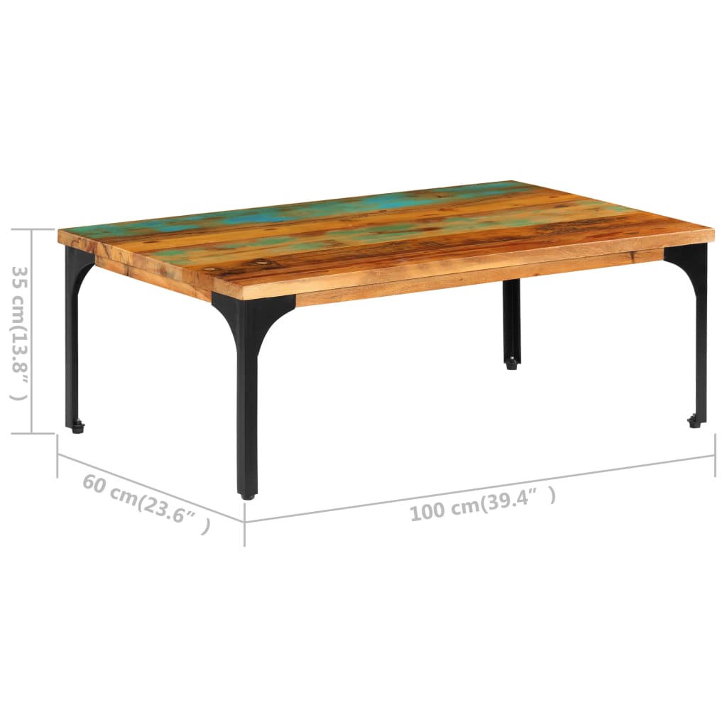 Tavolino da CaffÃ¨ 100x60x35 cm Legno Massello di Recupero cod mxl 13535