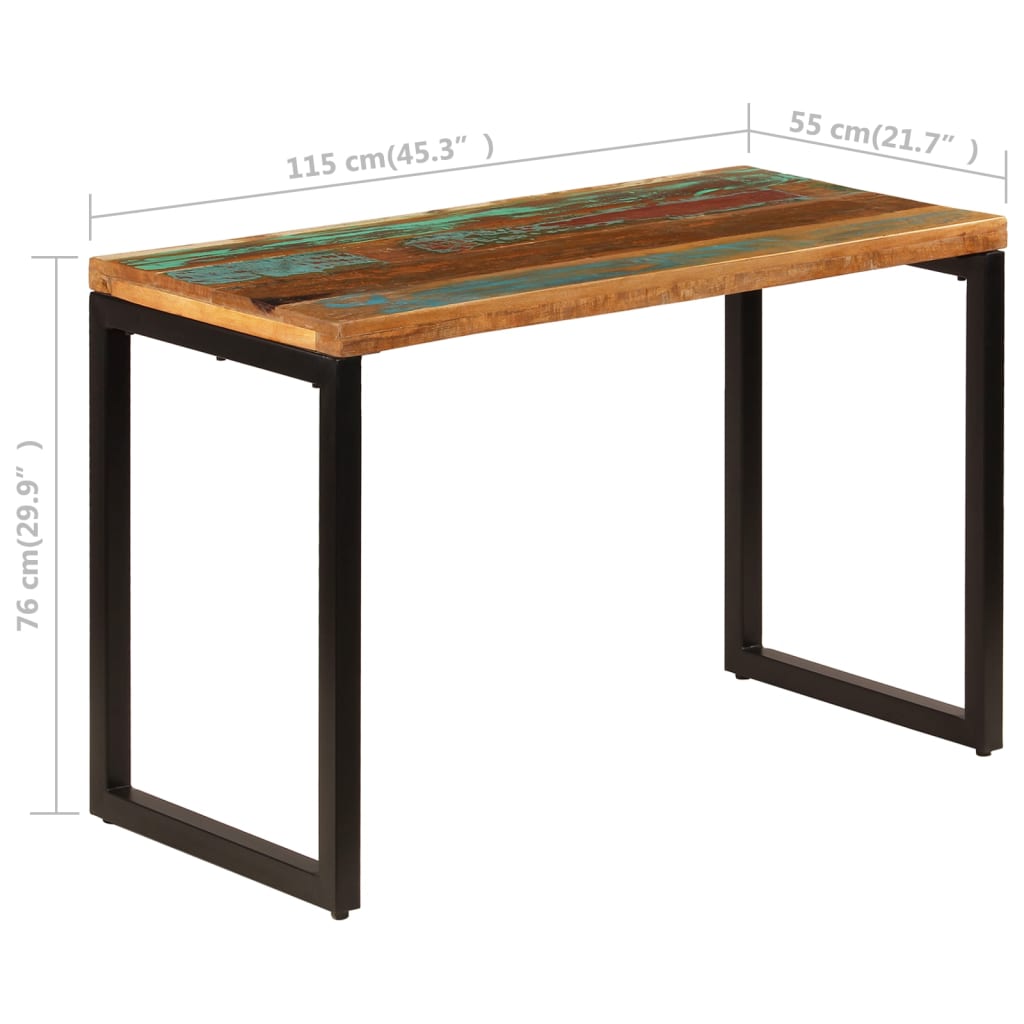 Tavolo da Pranzo 115x55x76 cm Legno Massello Recupero e Acciaio 247332