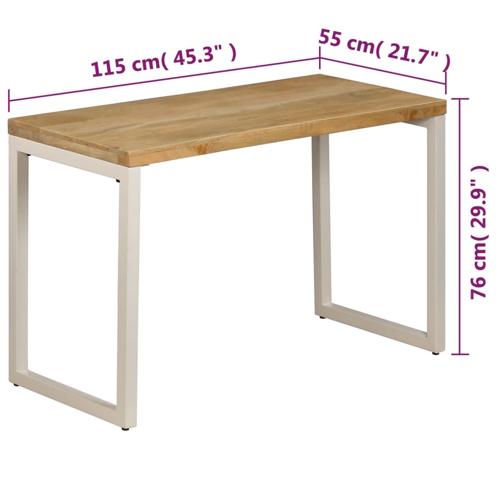 Tavolo da Pranzo 115x55x76 cm Legno Massello di Mango e Acciaio 247333