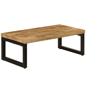 Tavolino da CaffÃ¨ 100x50x35cm Legno Massello di Mango e Acciaio cod mxl 59297