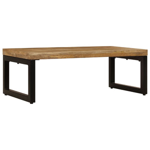Tavolino da CaffÃ¨ 100x50x35cm Legno Massello di Mango e Acciaio cod mxl 59297