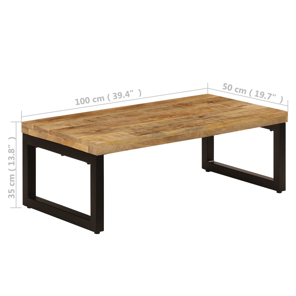 Tavolino da CaffÃ¨ 100x50x35cm Legno Massello di Mango e Acciaio cod mxl 59297