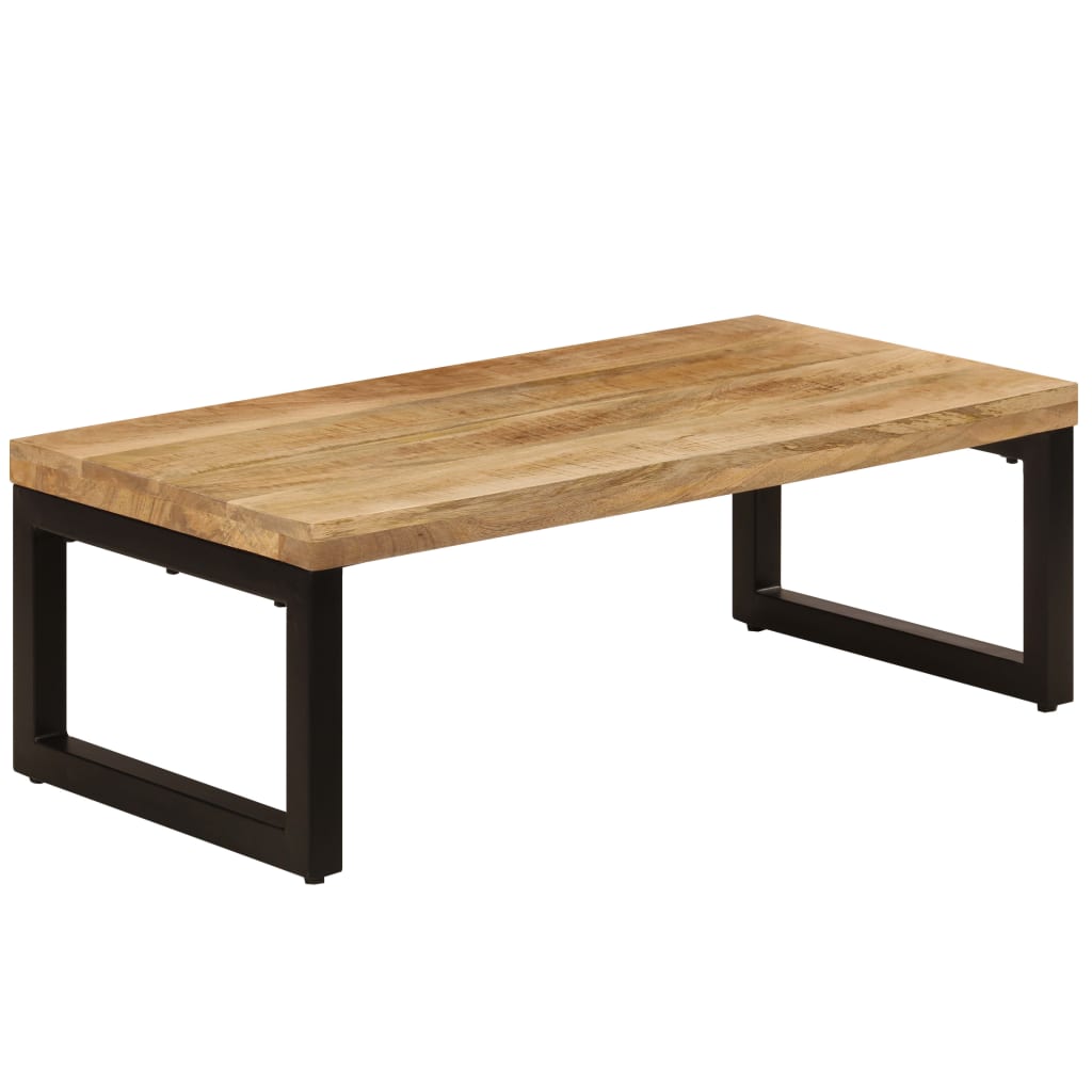 Tavolino da Salotto 100x50x35 cm Legno Massello Mango e Acciaio 247337