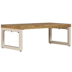Tavolino da CaffÃ¨ 100x50x35cm Legno Massello di Mango e Acciaio cod mxl 64010