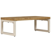 Tavolino da Salotto 100x50x35 cm Legno Massello Mango e Acciaio 247339