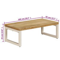 Tavolino da CaffÃ¨ 100x50x35cm Legno Massello di Mango e Acciaio cod mxl 64010