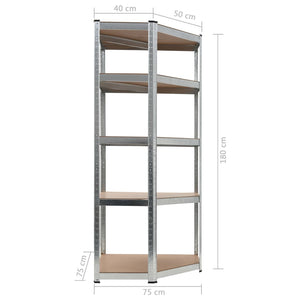 Scaffale portaoggetti per carichi pesanti robusto officina garage attrezzi argento 75 x 75 x 180 cm acciaio e MDF 02_0000701
