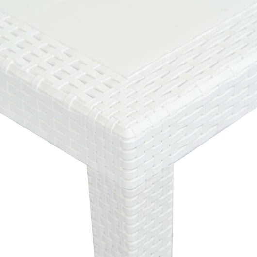 Tavolo da Giardino Bianco 150x90x72 cm in Plastica Stile Rattan 45604