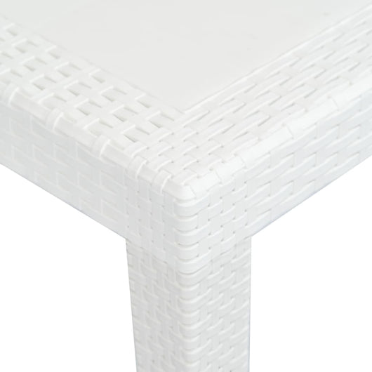 Tavolo da Giardino-Tavolo da esterno Bianco 220x90x72 cm in Plastica Stile Rattan