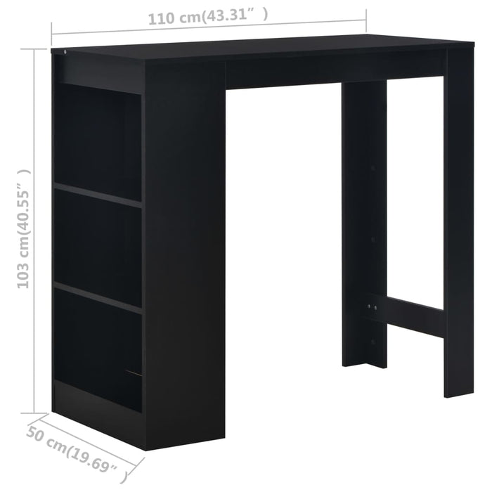 Tavolo da Bar con Ripiano Nero 110x50x103 cm 280212