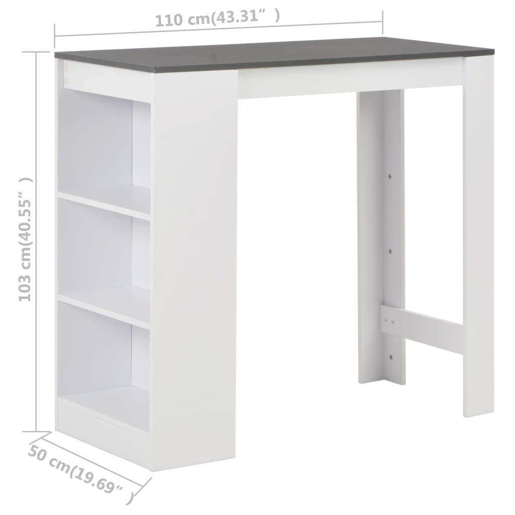 Tavolo da Bar con Ripiano Bianco 110x50x103 cm cod mxl 29860
