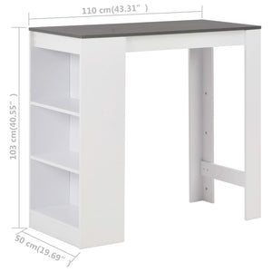Tavolo da Bar con Ripiano Bianco 110x50x103 cm 280216