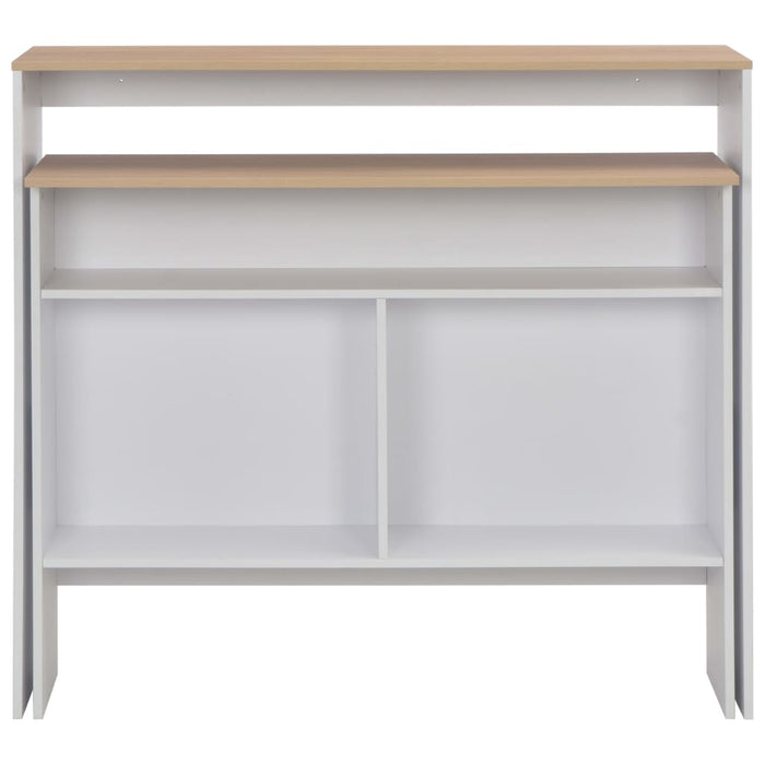 Tavolo Bar con 2 Piani d'Appoggio Bianco e Rovere 130x40x120cm 280220