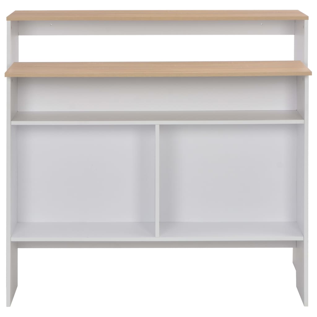 Tavolo da Bar a 2 Livelli Bianco e Rovere 130x40x120 cm cod mxl 77920