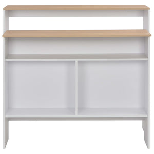 Tavolo Bar con 2 Piani d'Appoggio Bianco e Rovere 130x40x120cm 280220